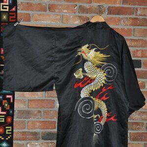 Black Dragon Embroidered Women's Kimono